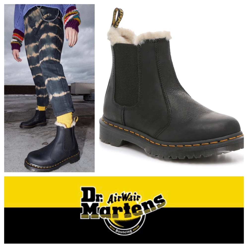 Dr. Martens Black Ankle Boots with White Lining